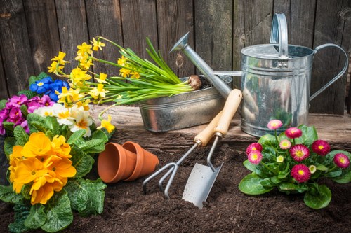 Hard landscaping and planting design in a Creekmouth garden